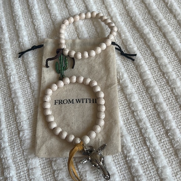 FROM WITHIN Cream Beaded Bracelets w/ Charms Bundle - Picture 3 of 5